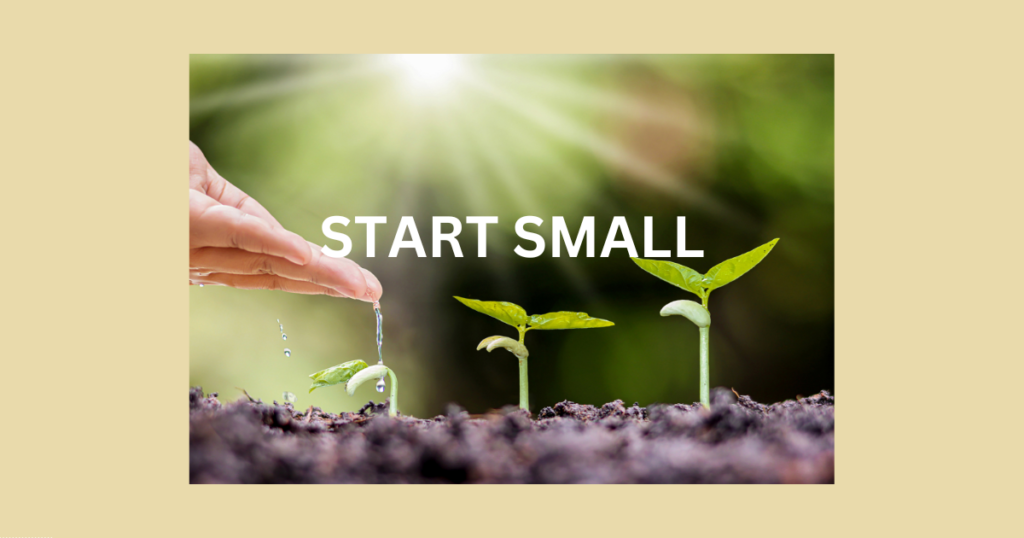 a hand watering the seed to grow- planting a seed by starting small