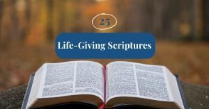 Open Bible outdoors with autumn colors, symbolizing live in God's grace and life-giving scriptures