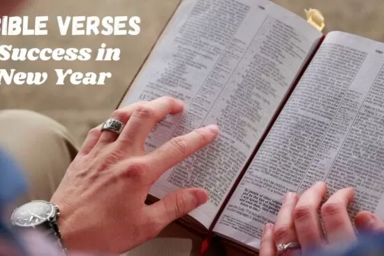 a person reading a Bible with the title 30 Bible Verses for Success in the New Year