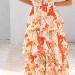 Modest summer dress for Christian women – floral maxi with puff sleeves and smocked bodice”