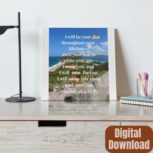 Isaiah 46:4 Wall Art – Printable Scripture Decor with Ocean View for Home or Office - Image 2