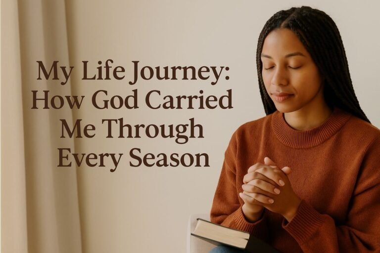 Black woman with natural braids praying with a Bible, symbolizing hope and how God carried me through every season.