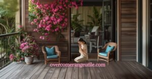 Woman kneeling in quiet prayer on a porch, finding purpose after your children are grown